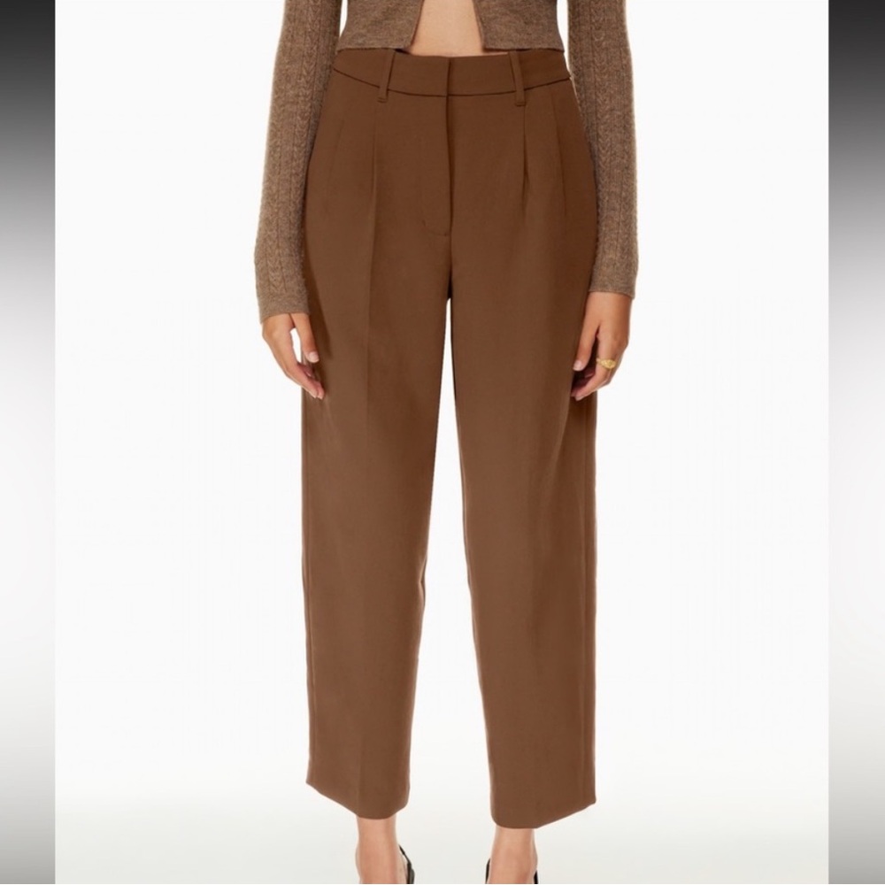 Wilfred Cropped Effortless Pants Crepe Trousers Dark Brown